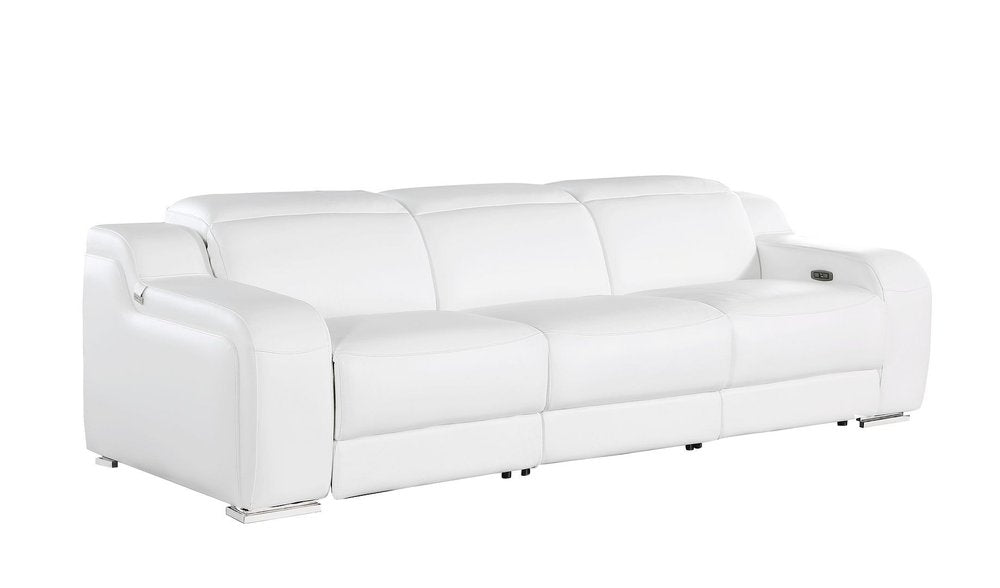 Three Piece White Leather Six Person Seating Set