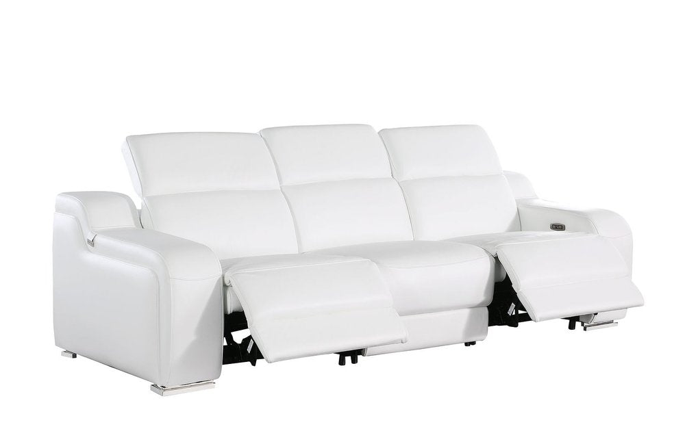 Three Piece White Leather Six Person Seating Set