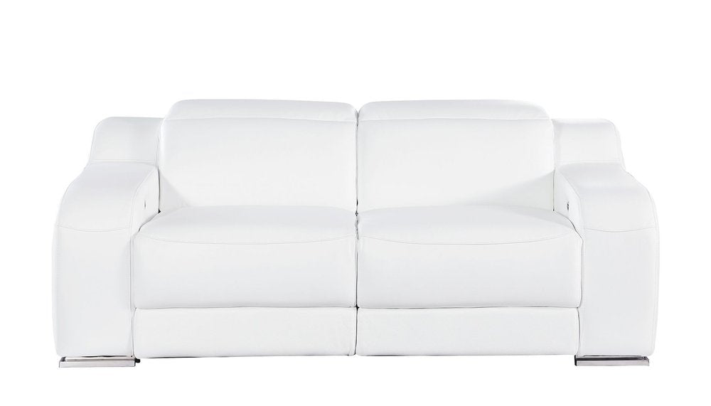 Three Piece White Leather Six Person Seating Set