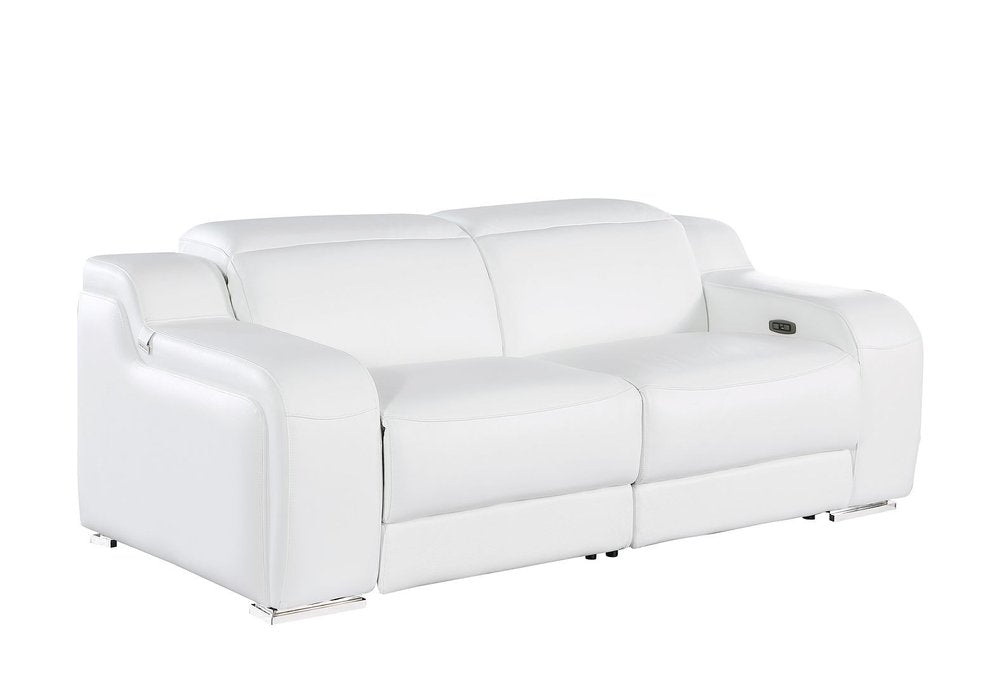 Three Piece White Leather Six Person Seating Set