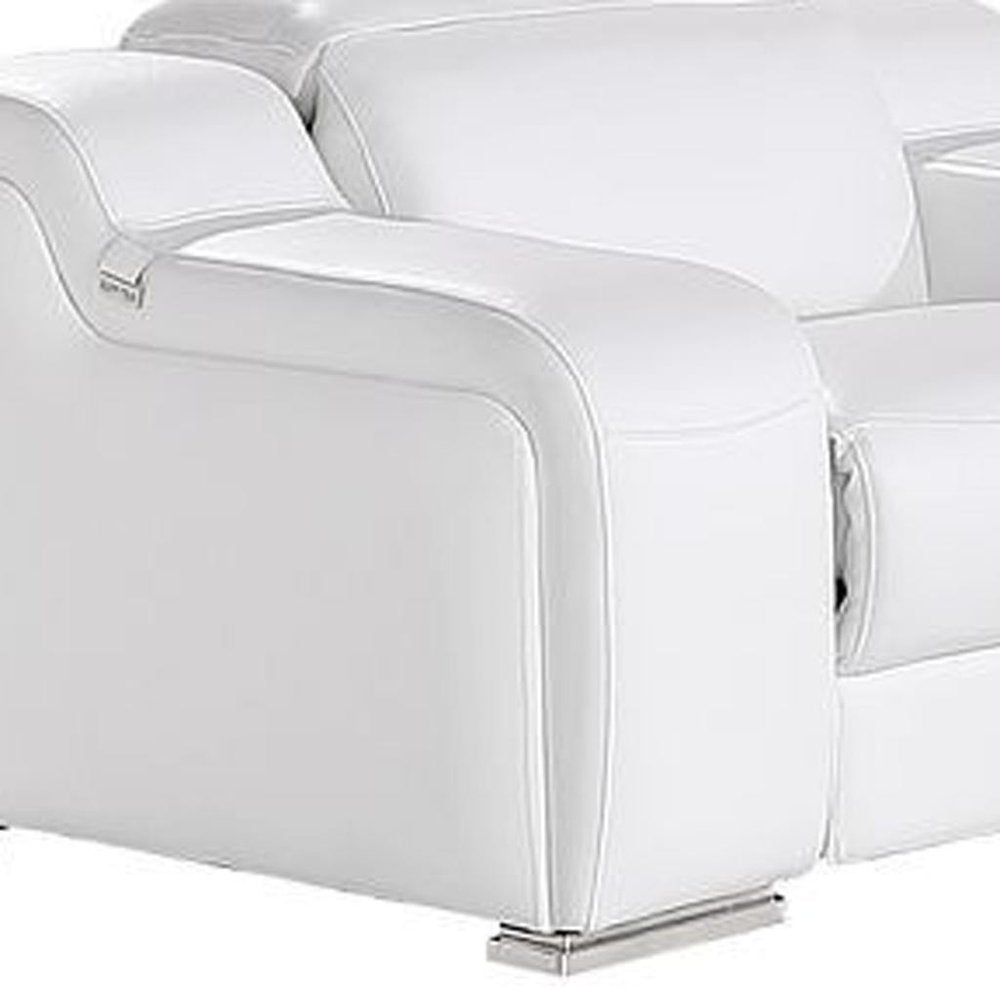Three Piece White Leather Six Person Seating Set