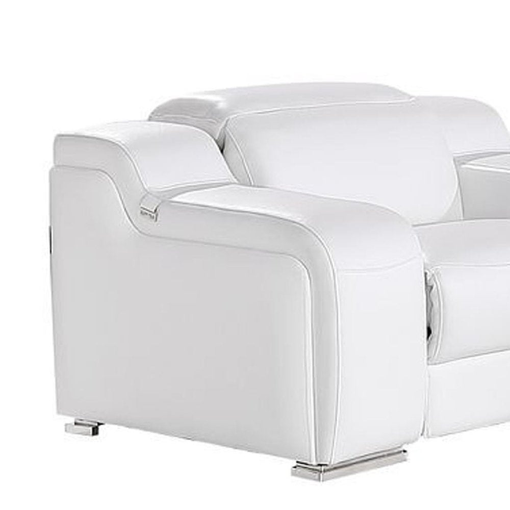 Three Piece White Leather Six Person Seating Set