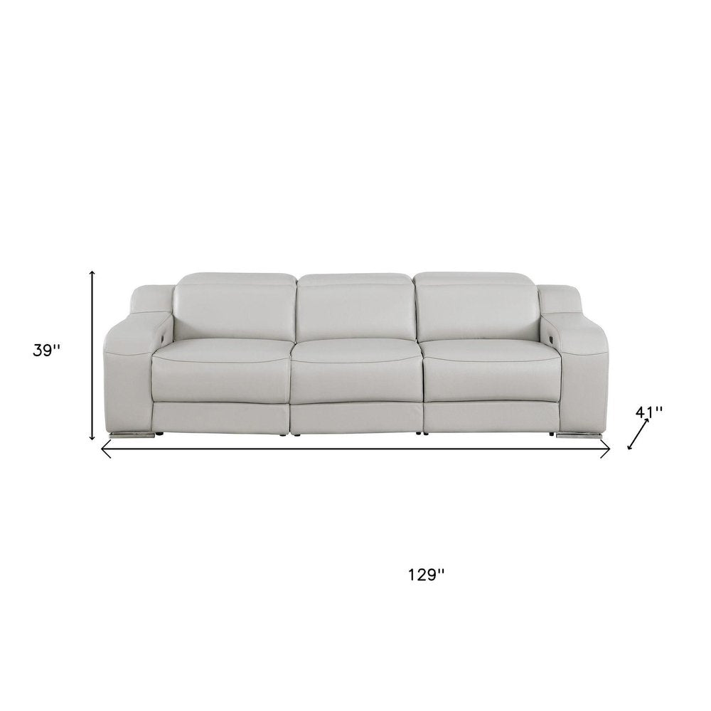 Three Piece Light Gray Leather Six Person Seating Set