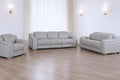 Three Piece Light Gray Leather Six Person Seating Set