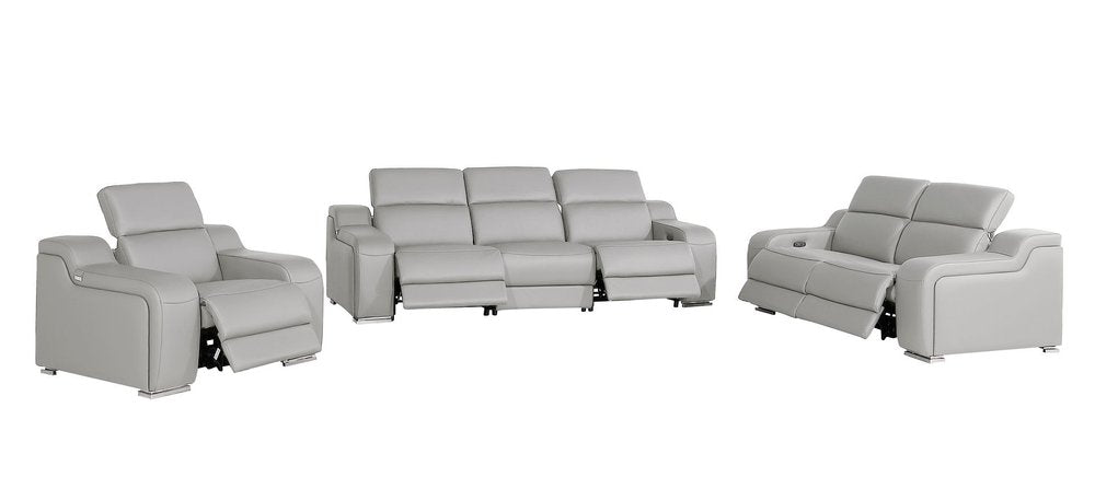 Three Piece Light Gray Leather Six Person Seating Set