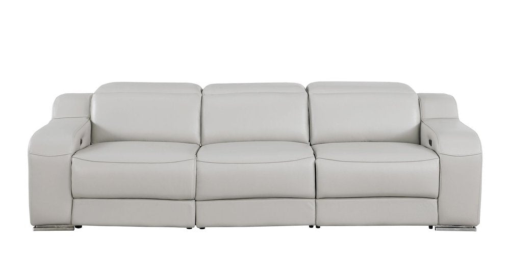 Three Piece Light Gray Leather Six Person Seating Set