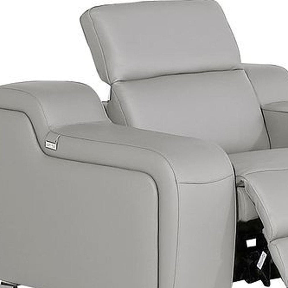Three Piece Light Gray Leather Six Person Seating Set