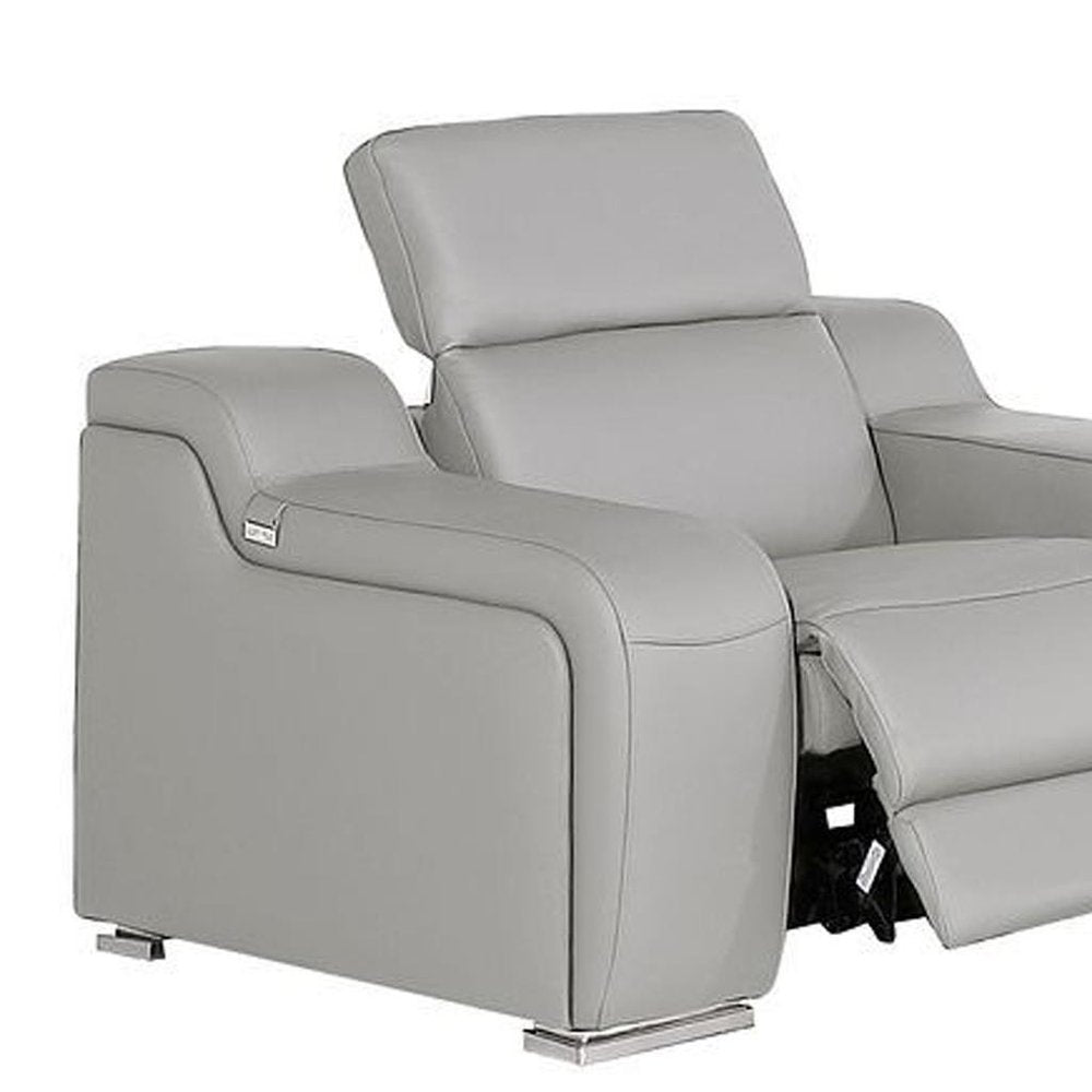 Three Piece Light Gray Leather Six Person Seating Set