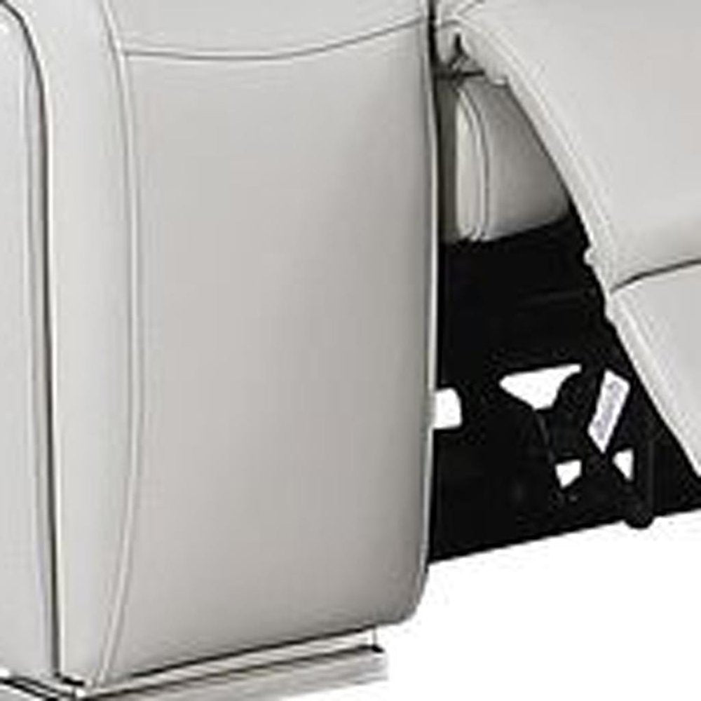Two Piece Light Gray Leather Five Person Seating Set close-up detail