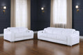 Two Piece White Leather Five Person Seating Set
