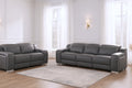 Two Piece Dark Gray Leather Five Person Seating Set