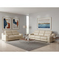 Two Piece Beige Leather Four Person Seating Set