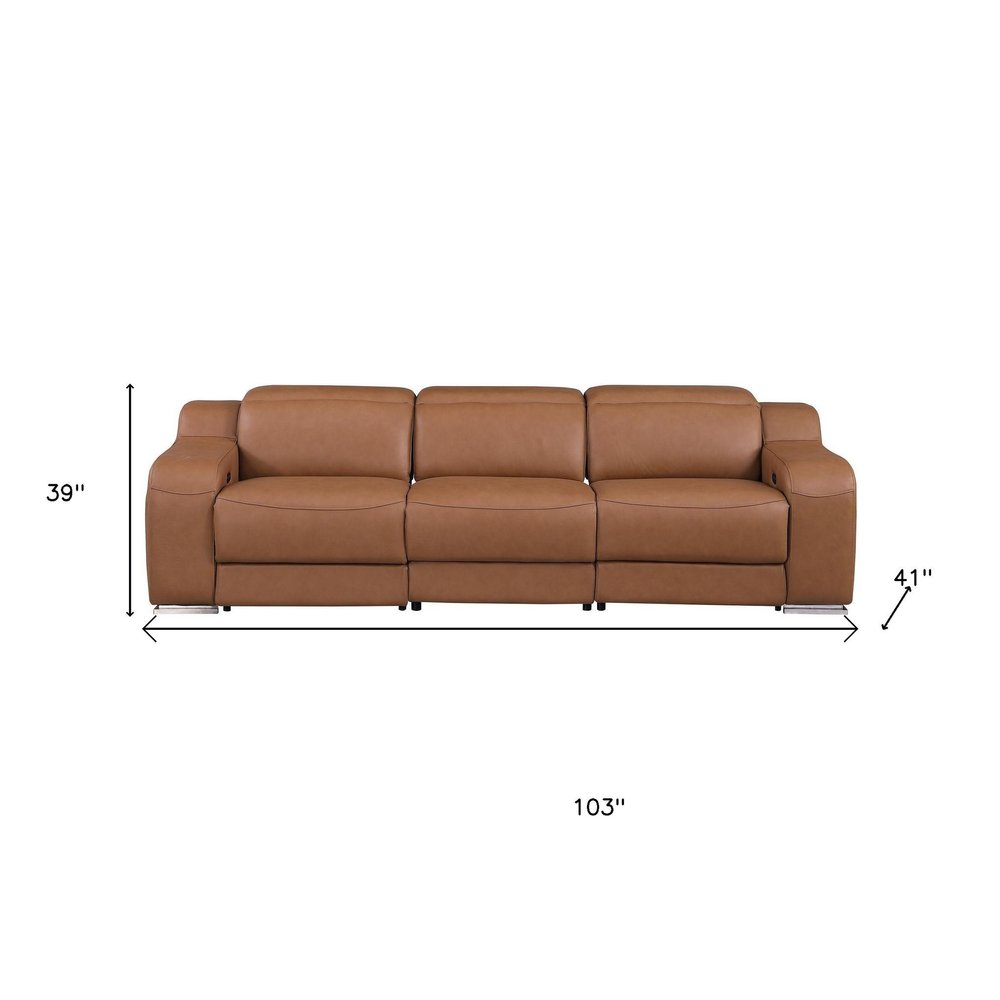 Two Piece Chestnut Leather Four Person Seating Set
