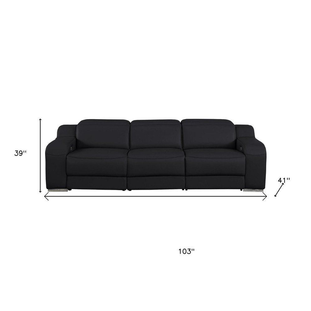 Two Piece Black Leather Five Person Seating Set
