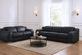Two Piece Black Leather Five Person Seating Set