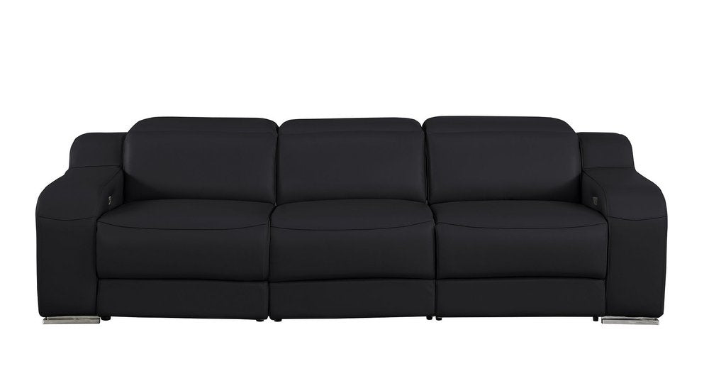 Two Piece Black Leather Five Person Seating Set