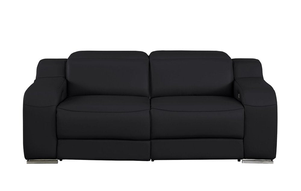 Two Piece Black Leather Five Person Seating Set