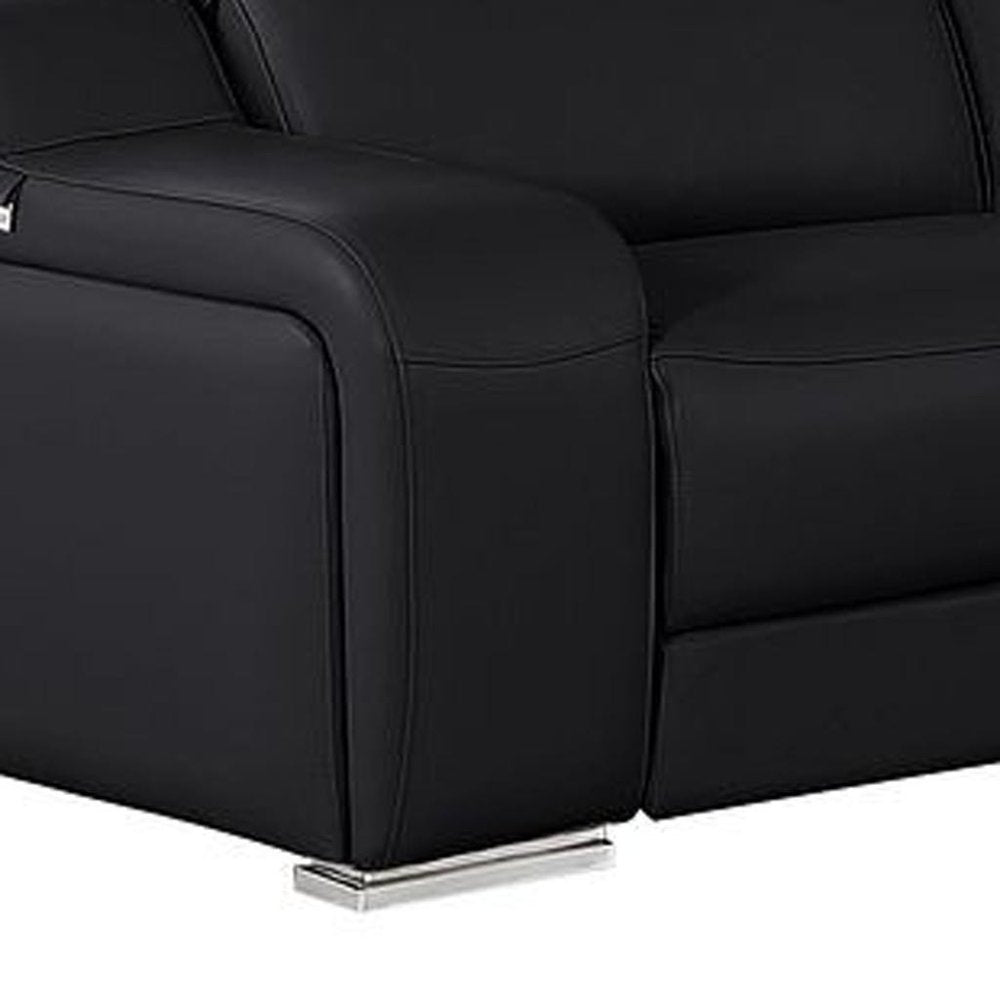 Two Piece Black Leather Five Person Seating Set