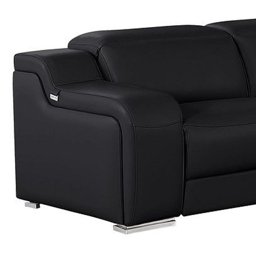 Two Piece Black Leather Five Person Seating Set