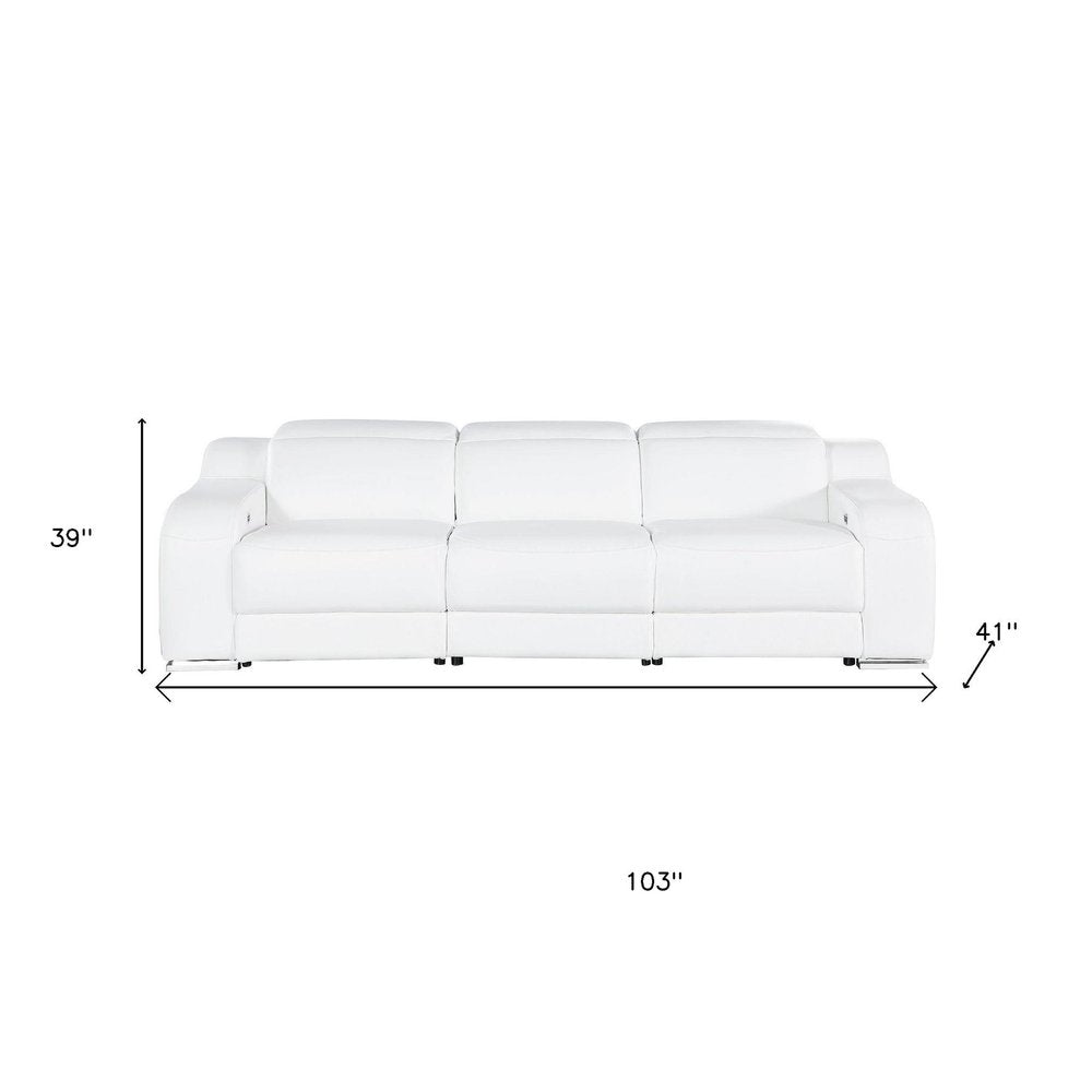 Three Piece White Leather Six Person Seating Set