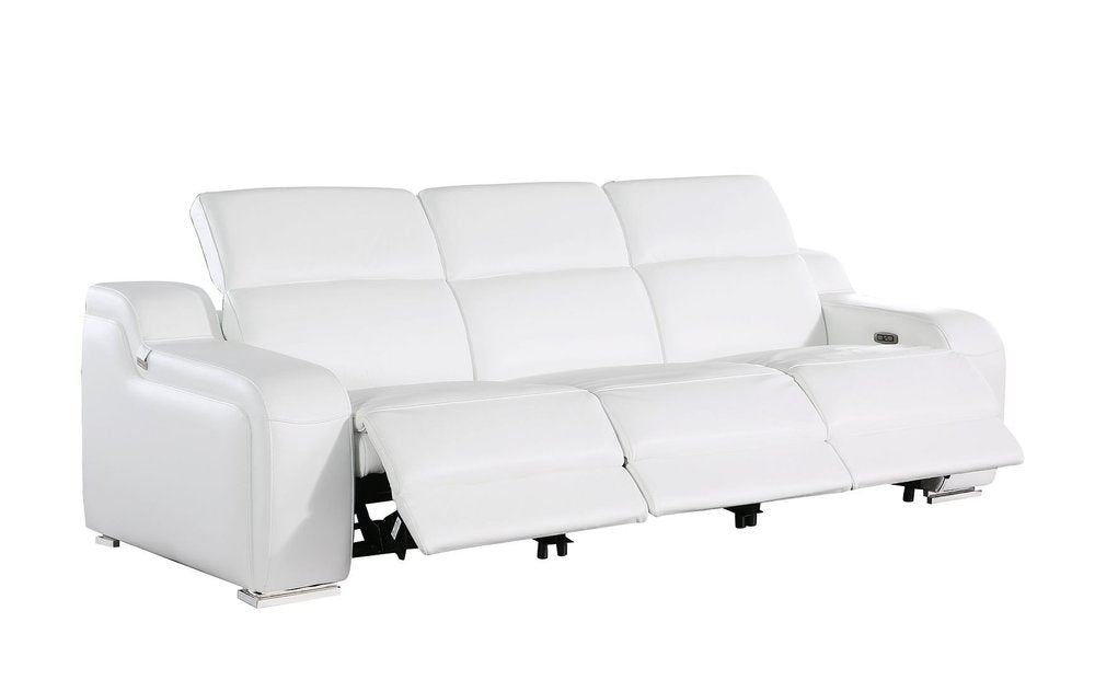 Three Piece White Leather Six Person Seating Set