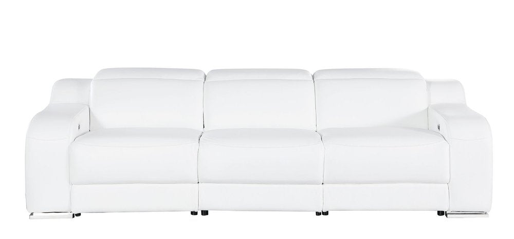 Three Piece White Leather Six Person Seating Set