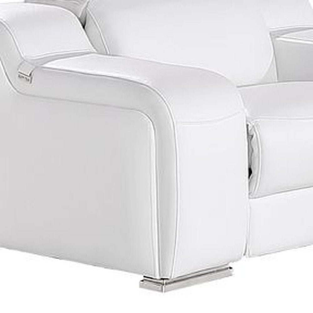 Three Piece White Leather Six Person Seating Set