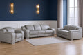 Three Piece Light Gray Leather Six Person Seating Set