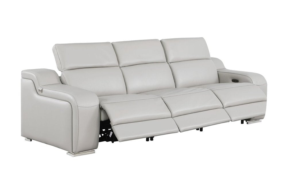Three Piece Light Gray Leather Six Person Seating Set