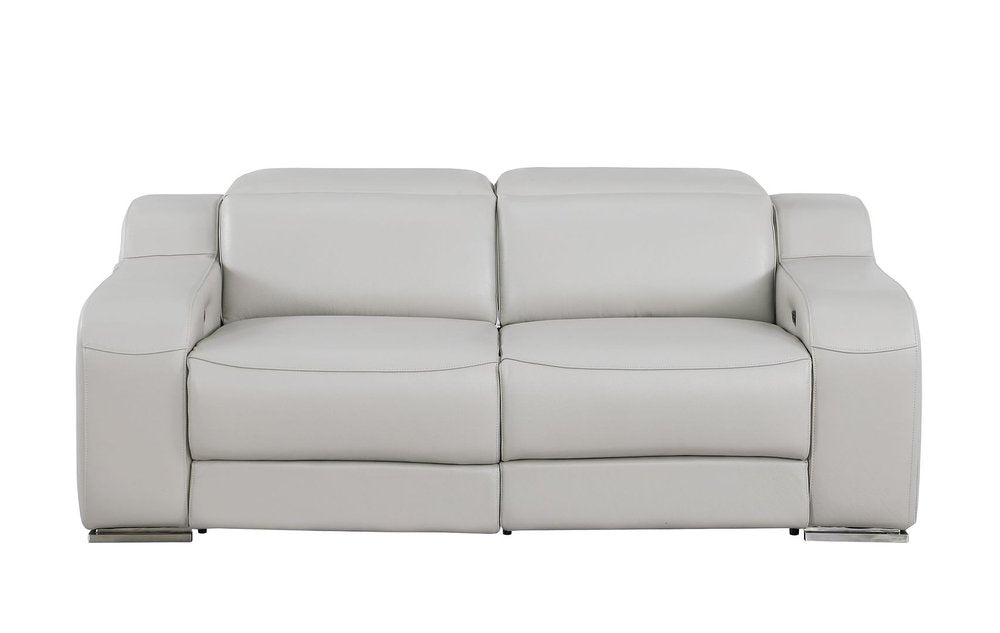 Three Piece Light Gray Leather Six Person Seating Set