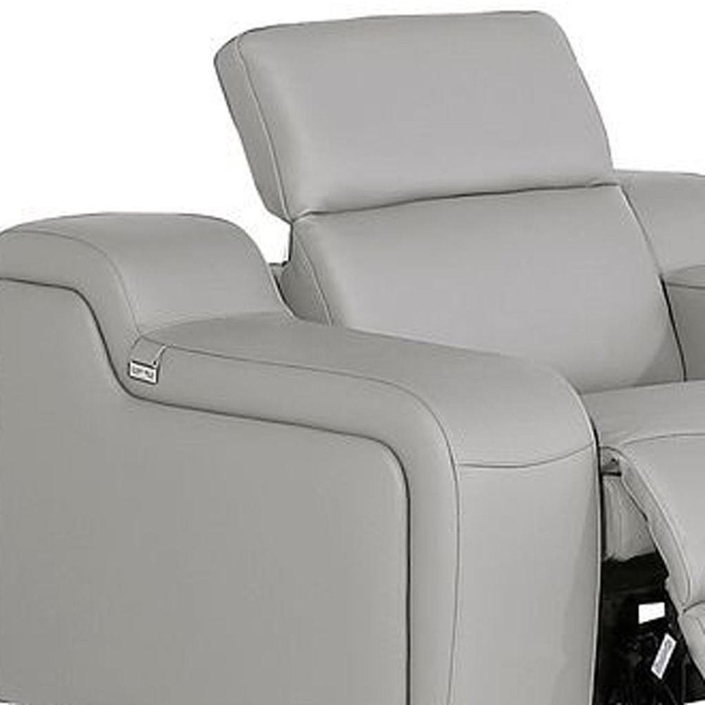 Three Piece Light Gray Leather Six Person Seating Set