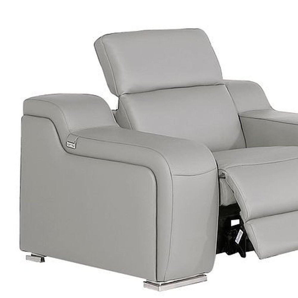 Three Piece Light Gray Leather Six Person Seating Set