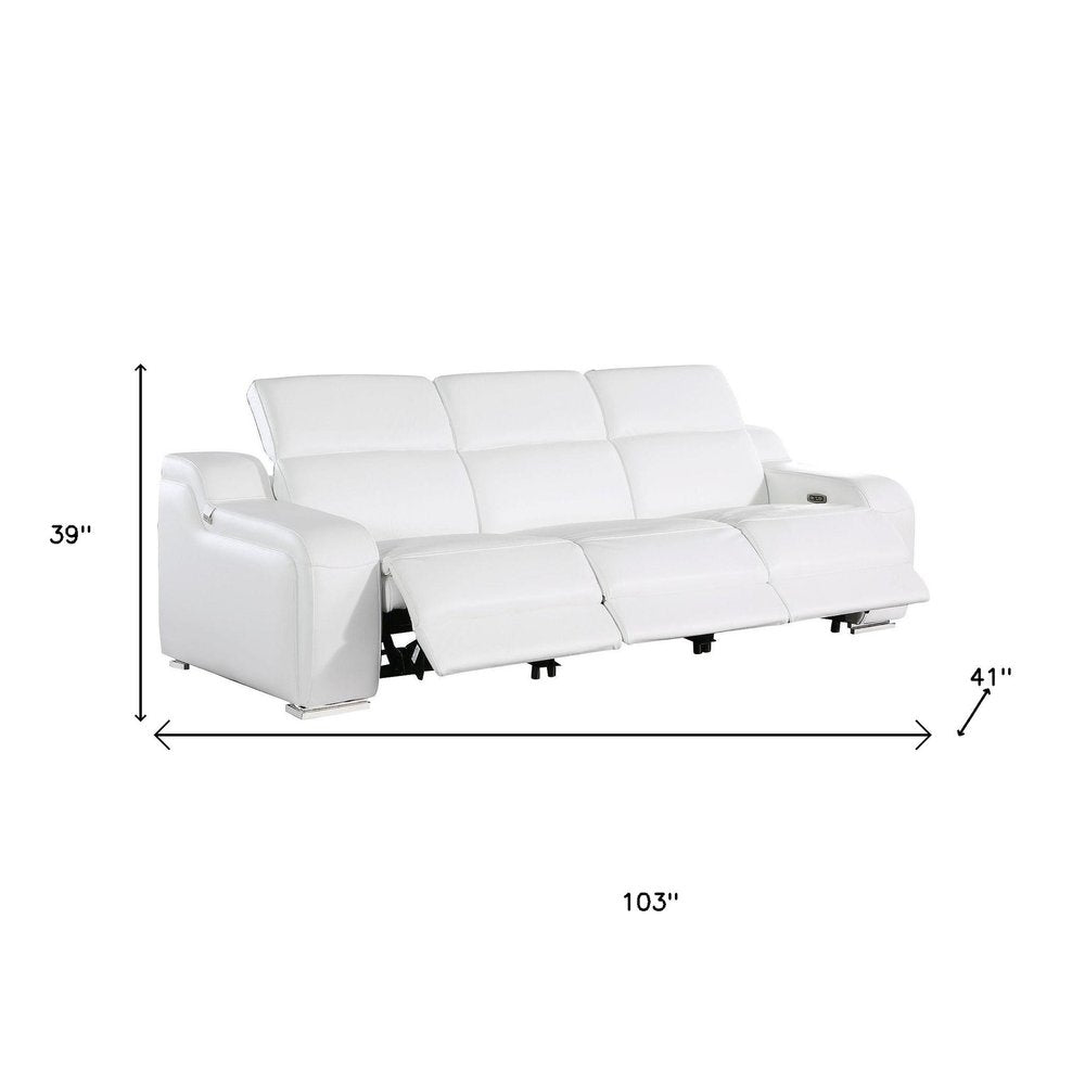 Three Piece White Leather Six Person Seating Set