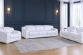 Three Piece White Leather Six Person Seating Set
