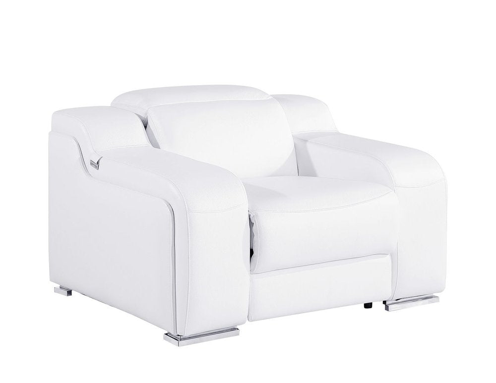 Three Piece White Leather Six Person Seating Set