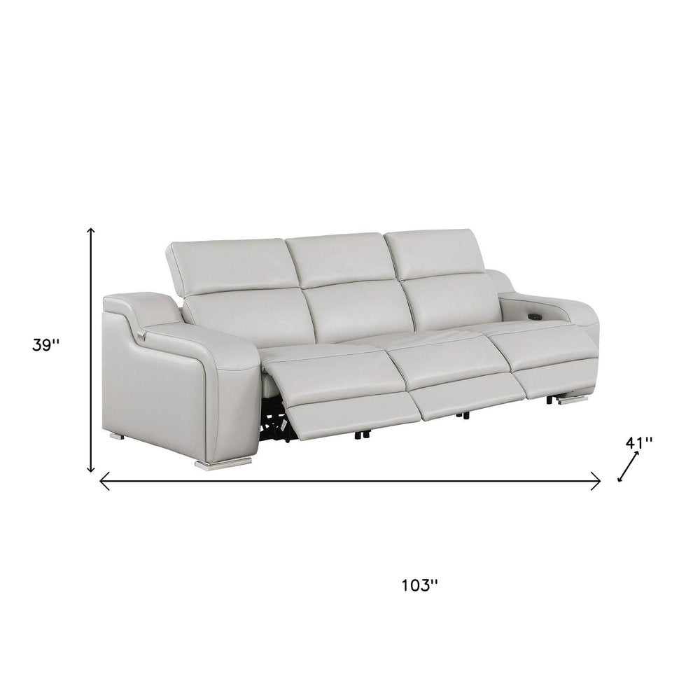 Three Piece Light Gray Leather Six Person Seating Set
