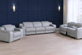 Three Piece Light Gray Leather Six Person Seating Set