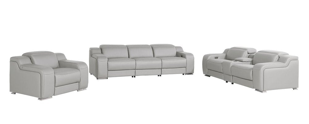 Three Piece Light Gray Leather Six Person Seating Set