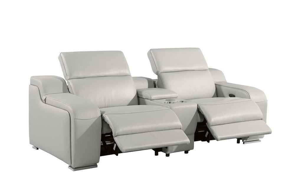 Three Piece Light Gray Leather Six Person Seating Set