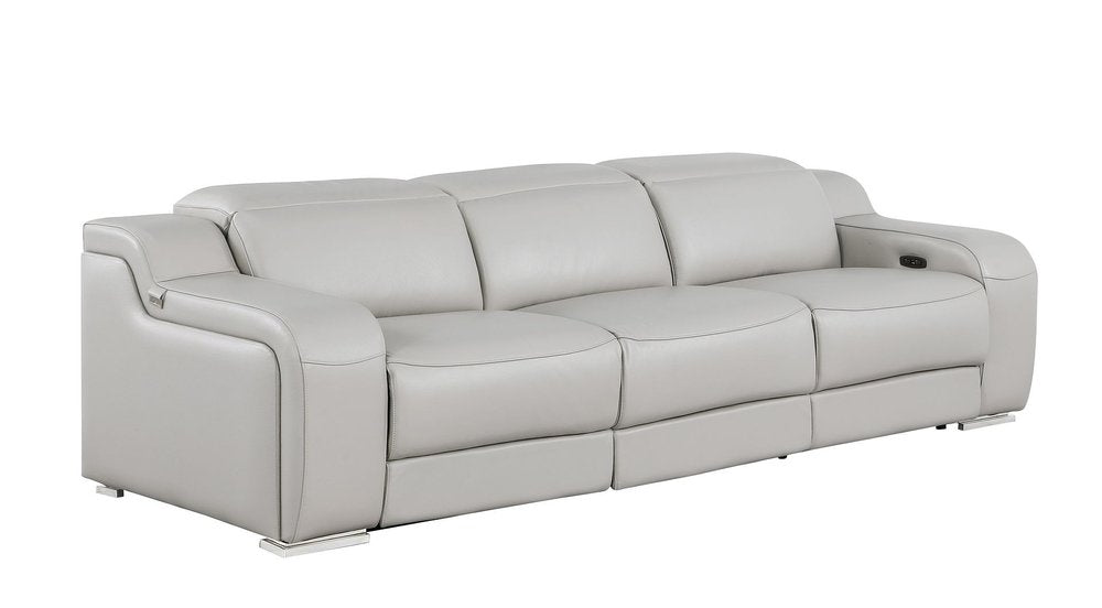 Three Piece Light Gray Leather Six Person Seating Set