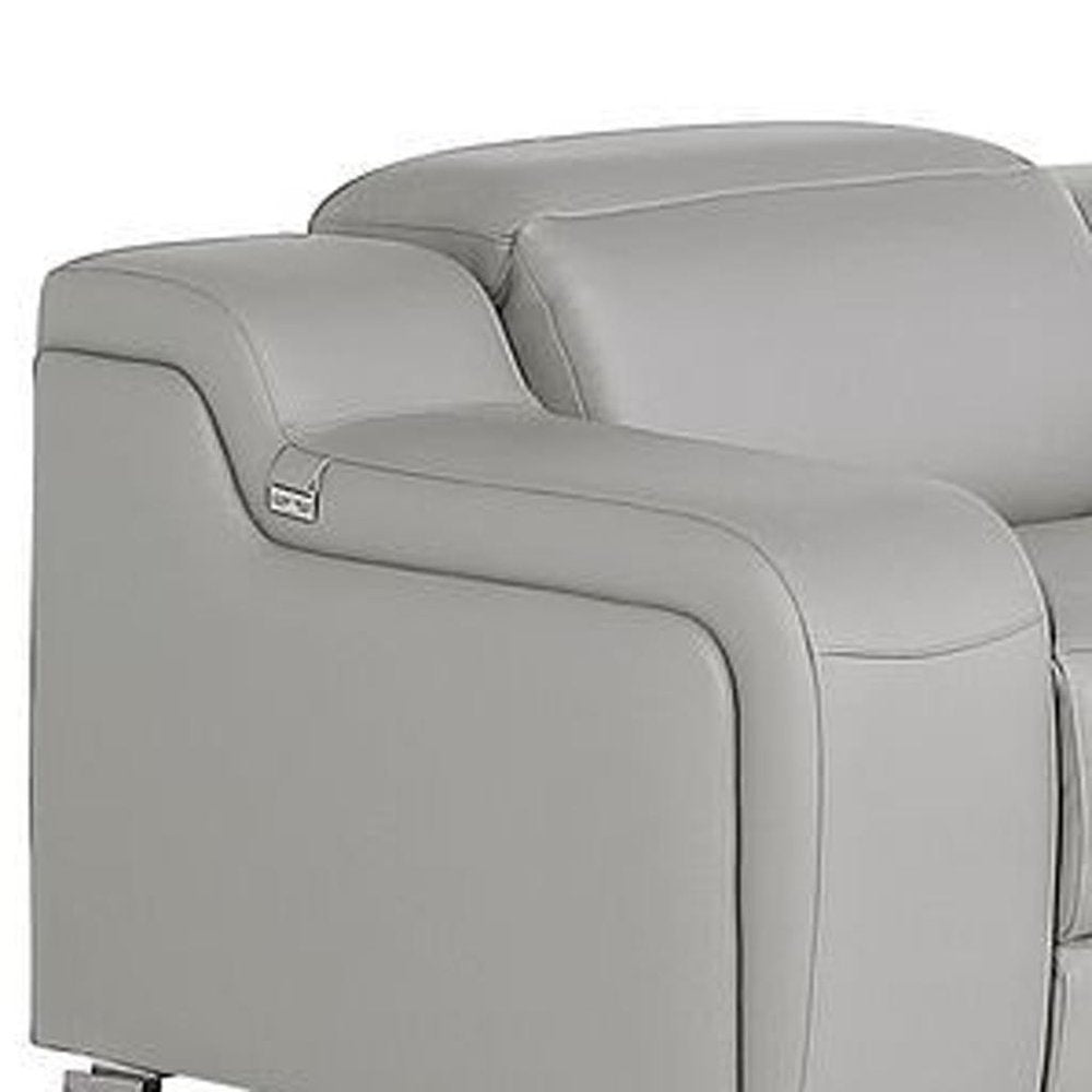 Three Piece Light Gray Leather Six Person Seating Set