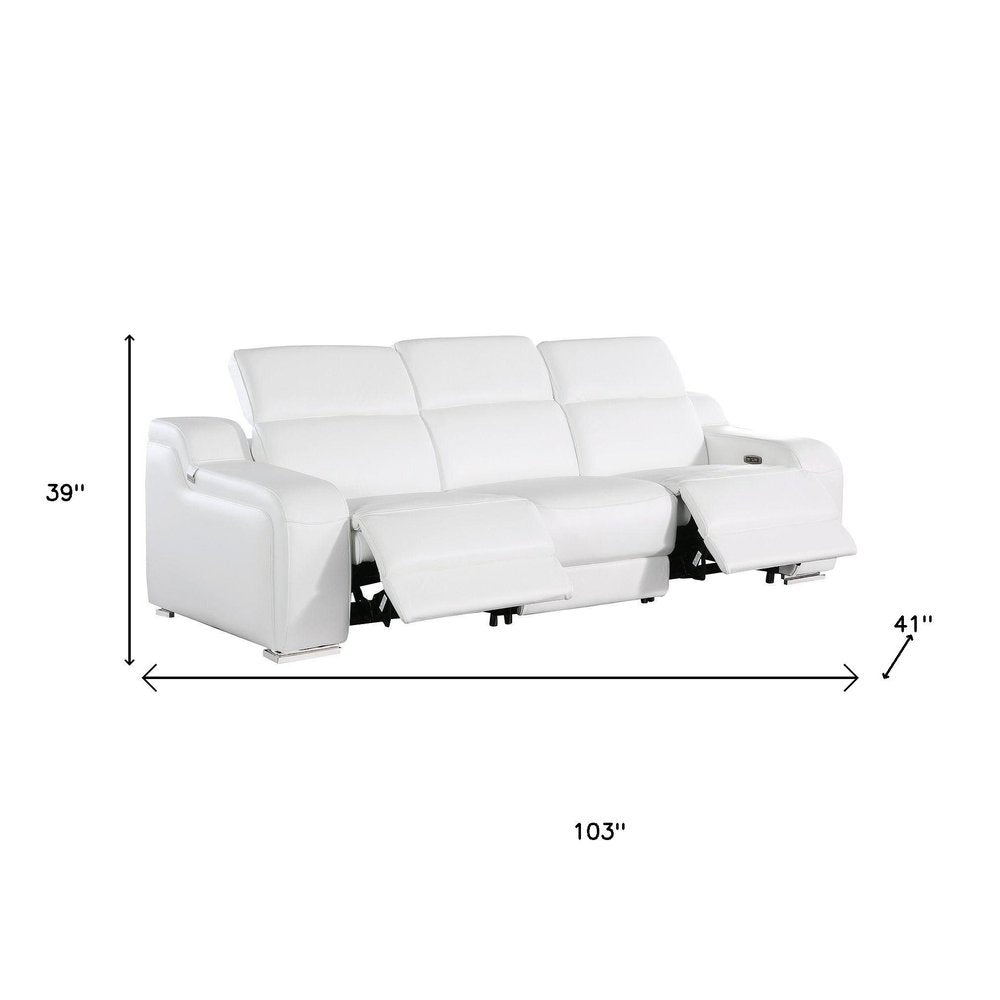 Three Piece White Leather Six Person Seating Set