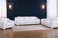 Three Piece White Leather Six Person Seating Set