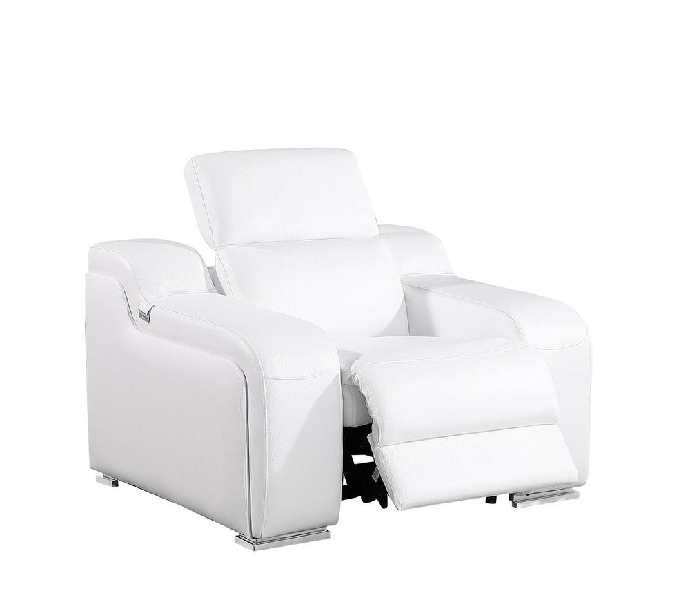 Three Piece White Leather Six Person Seating Set