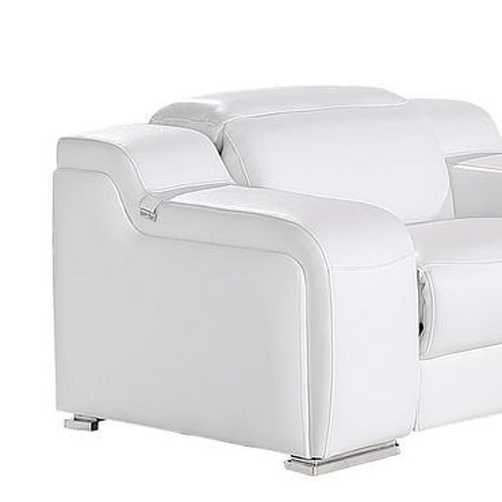 Three Piece White Leather Six Person Seating Set