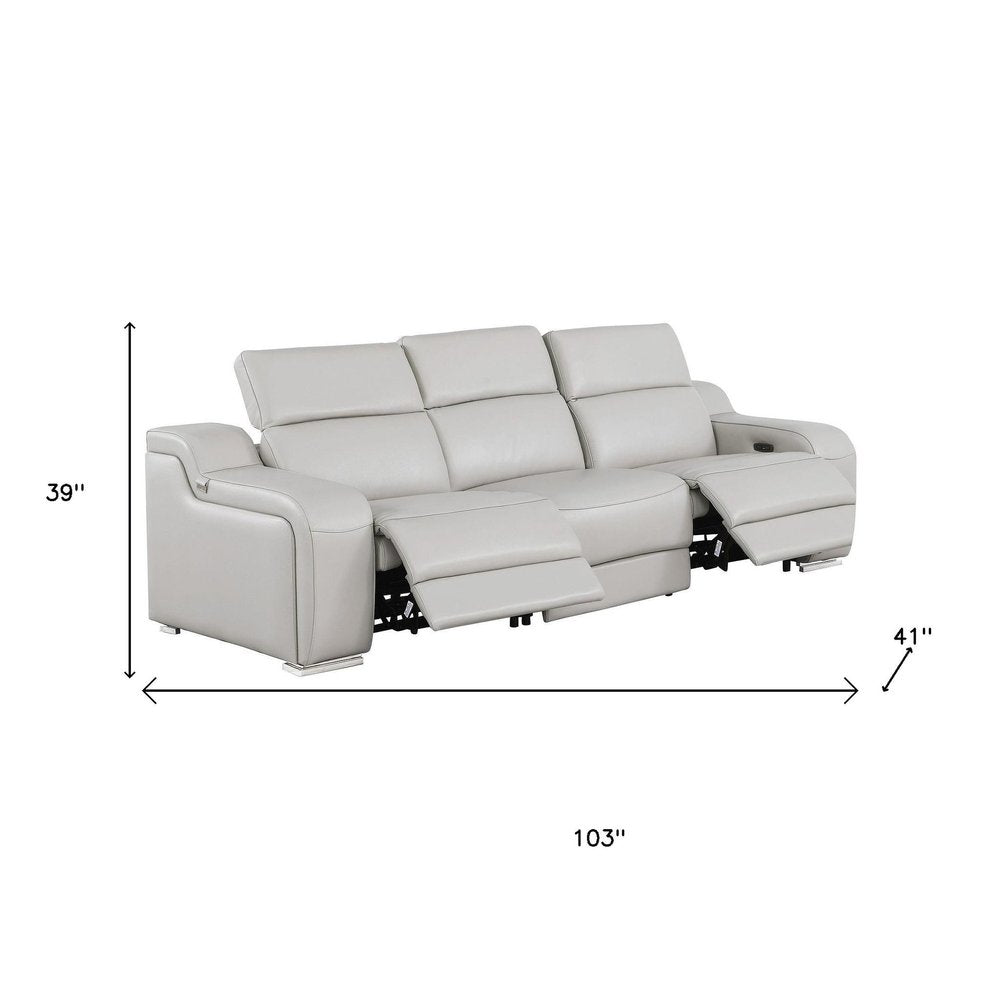 Three Piece Light Gray Leather Six Person Seating Set