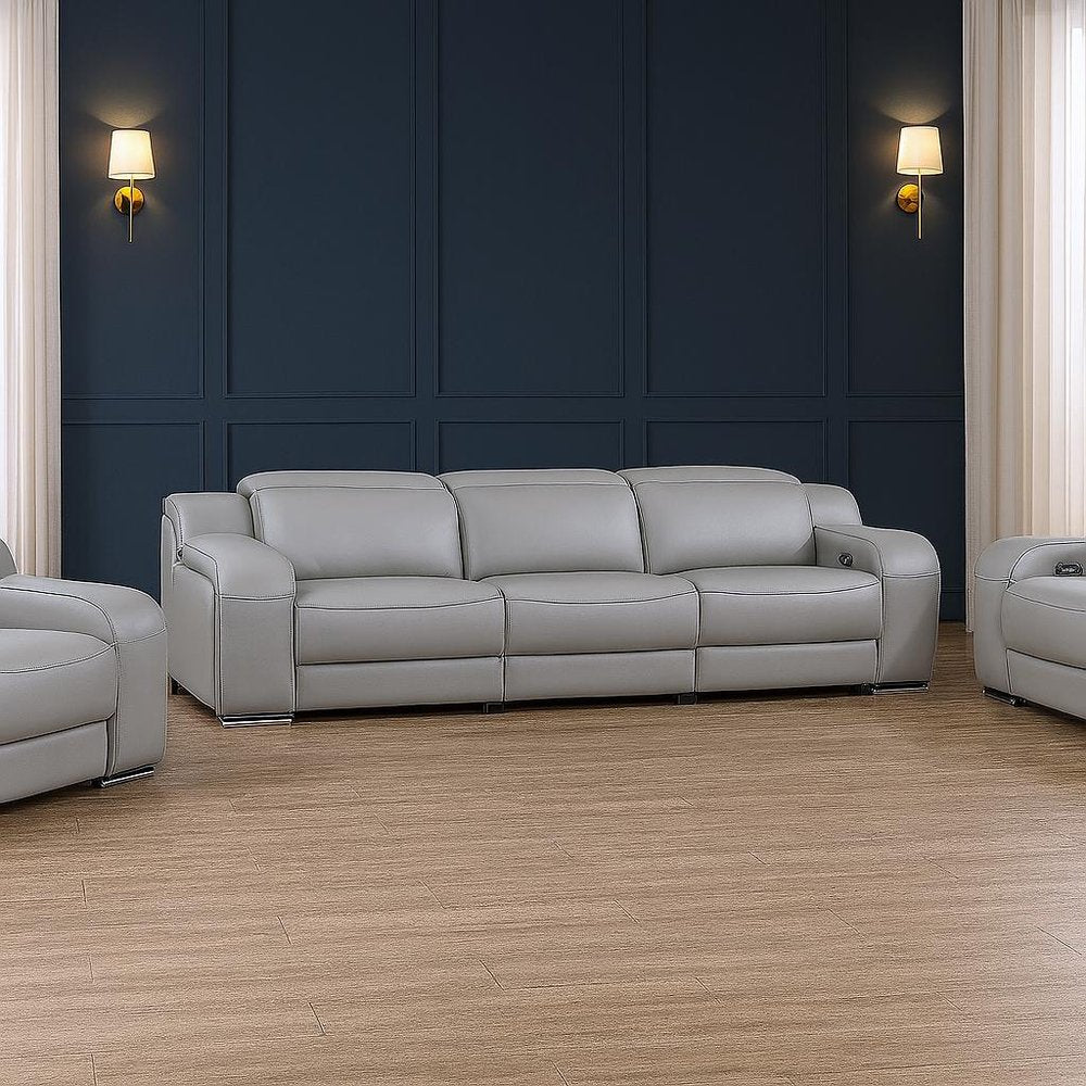Three Piece Light Gray Leather Six Person Seating Set