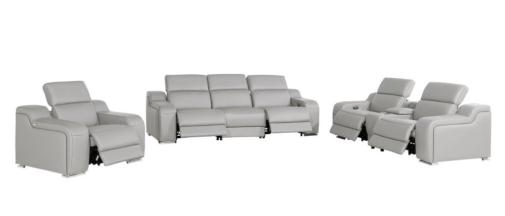 Three Piece Light Gray Leather Six Person Seating Set
