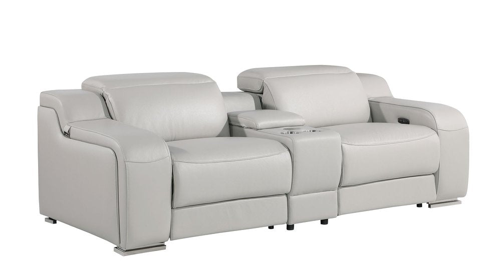 Three Piece Light Gray Leather Six Person Seating Set