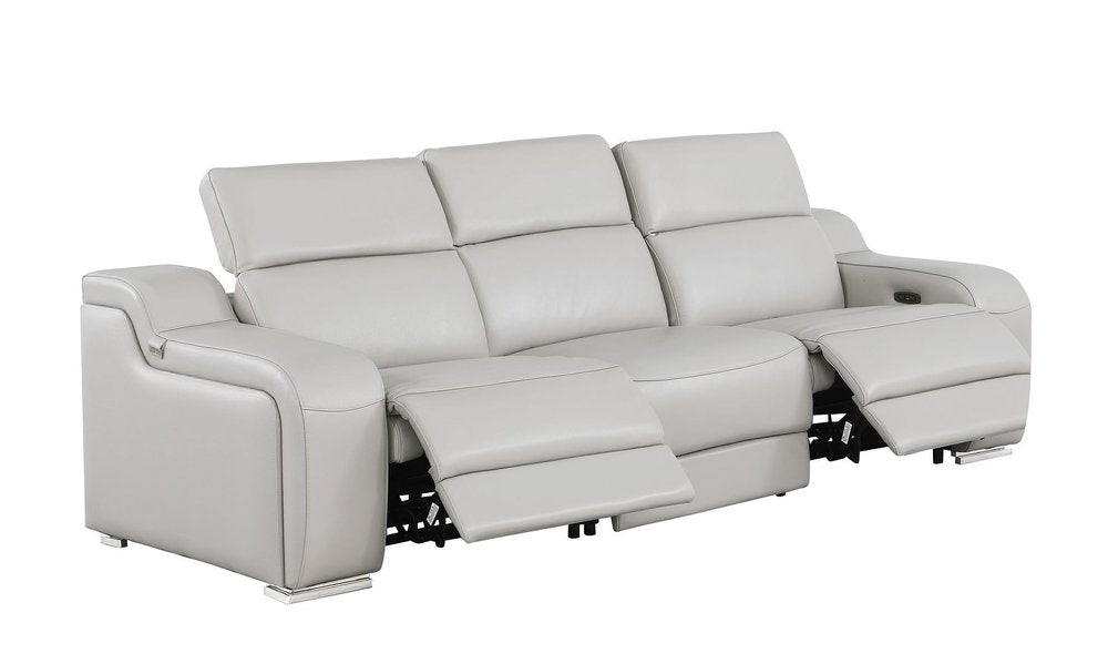 Three Piece Light Gray Leather Six Person Seating Set